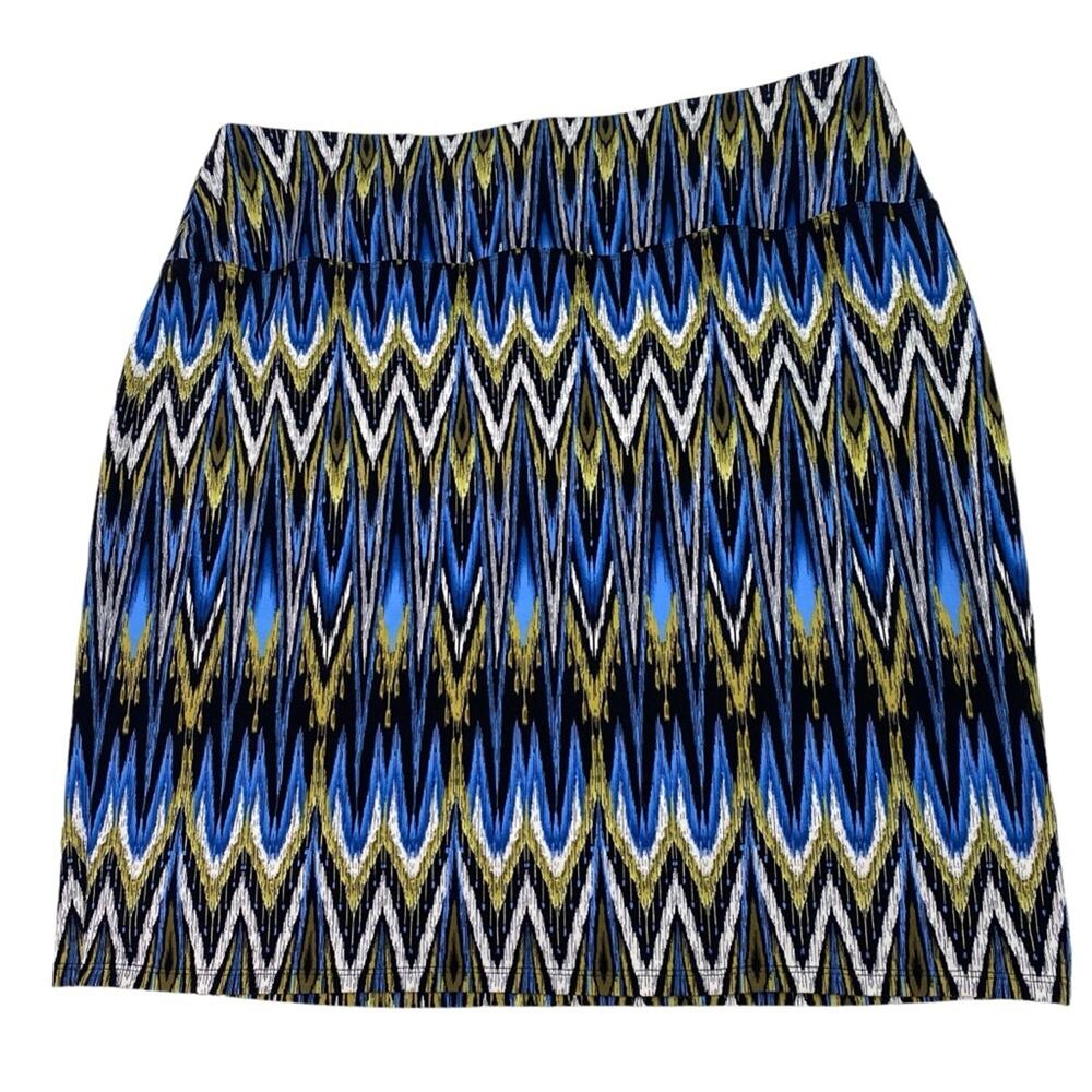 J. Jill Wearever Smooth Fit Pencil Skirt Black Chevron Size L